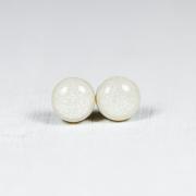 Pearl White Stud Earrings - Medium Post Earrings - Handmade Polymer Clay Posts Studs Jewelry