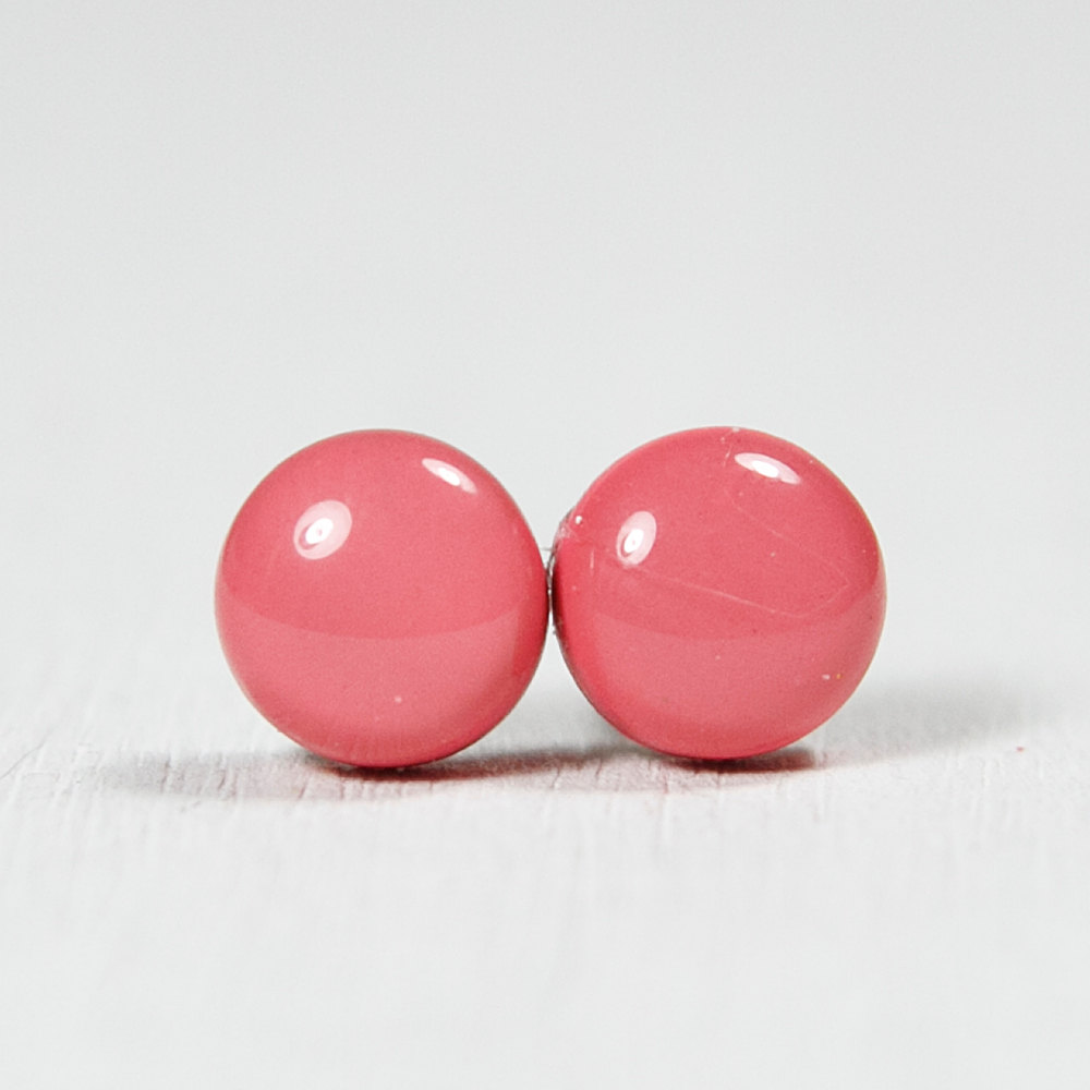 Blush Pink Stud Earrings - Medium Studs Earrings - Handmade Polymer Clay Posts Jewelry