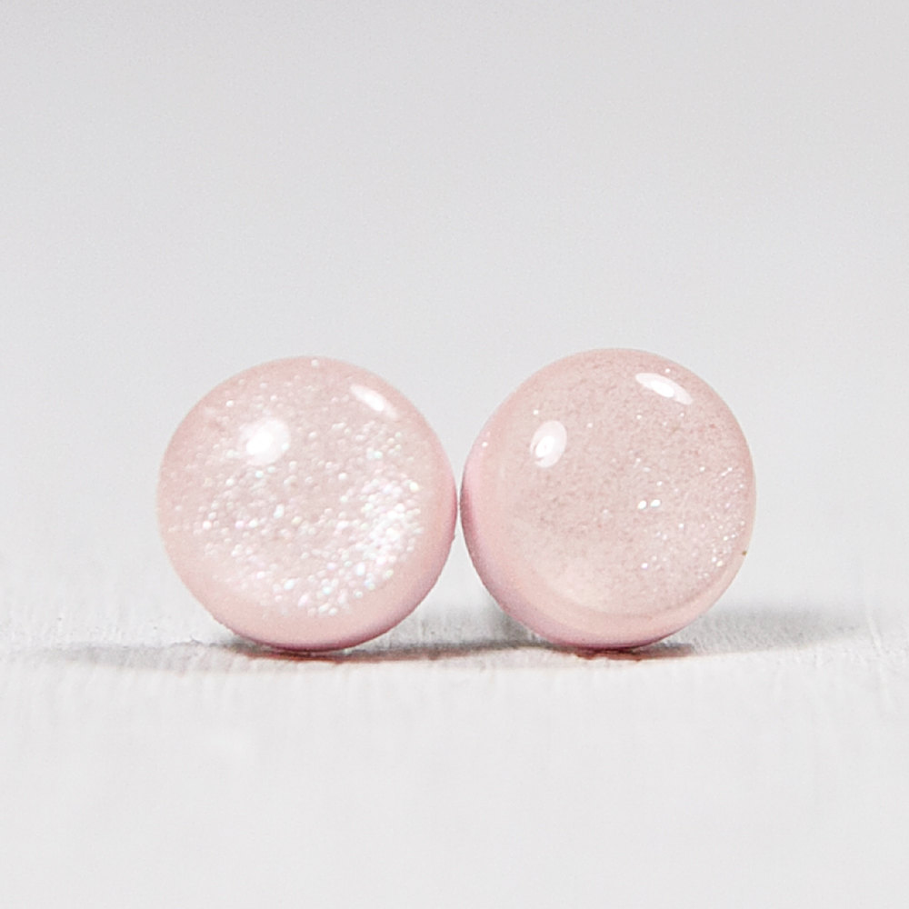 Ballerina Pink Shimmer Studs - Post Earrings - Stud Posts Earrings - Polymer Clay Jewelry
