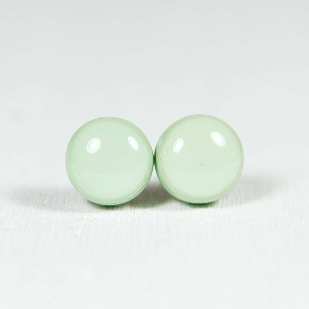 Mint Green Stud Earrings - Polymer Clay Earrings - Small Posts Earring Jewellery