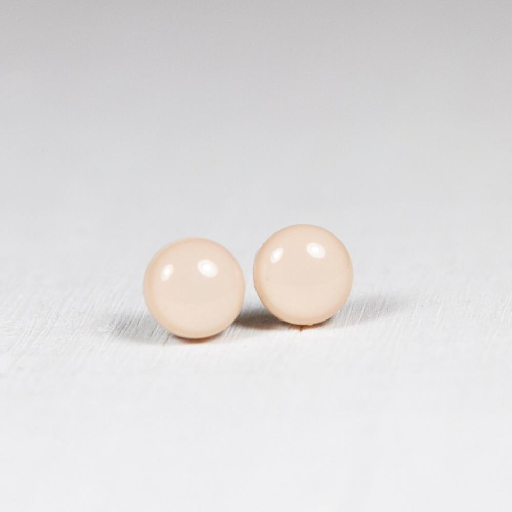 Beige Stud Earrings - Skin Tone Studs - Post Earrings - Handmade Polymer Clay Posts Jewelry