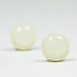 Soft White Stud Earrings - Medium Post Earrings - Handmade Polymer Clay Posts Studs Jewelry