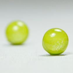 Chartreuse Shimmer Stud Earrings - Green Yellow Polymer Clay Stud Earrings - Posts Earrings - Polymer Clay Earrings