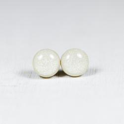 Pearl White Stud Earrings - Medium Post Earrings - Handmade Polymer Clay Posts Studs Jewelry