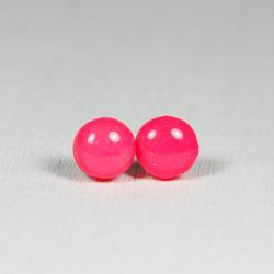 Neon Pink Stud Earrings - Medium Studs Earrings - Handmade Polymer Clay Posts Jewelry