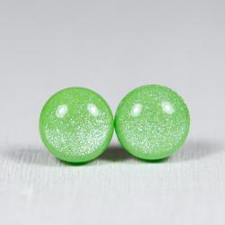 Lime Green Shimmer Studs Earrings - Post Earrings - Polymer Clay Jewelry - Handmade Jewellery