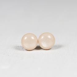 Beige Shimmer Stud Earrings - Skin Tone Studs - Post Earrings - Handmade Polymer Clay Posts Jewelry