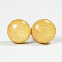 Gold Stud Earrings - Medium Post Earrings - Handmade Polymer Clay Posts Studs Jewelry