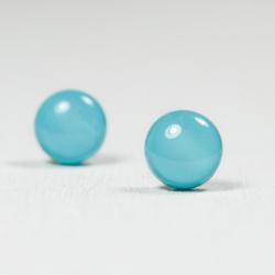 Scuba Blue Stud Earrings - Small Post Stud Earrings - Polymer Clay and Resin Jewelry