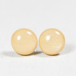 Ecru Tan Shimmer Polymer Clay Stud Earrings - Skin Tone Post Earring Jewelry Jewellery