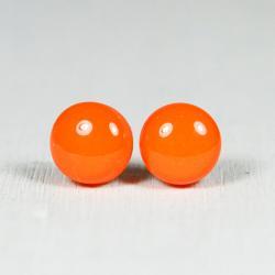 Orange Post Earrings - Studs made of Polymer Clay and Resin - Handmade Jewelry