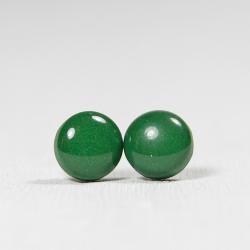 Leaf Green Polymer Clay Resin Stud Earrings - Posts Studs Jewelry Jewellery