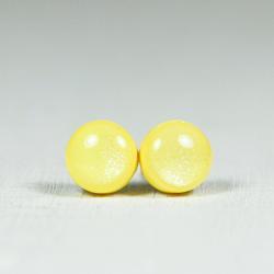 Lemonade Shimmer Stud Earrings -Light Yellow Small Post Stud Earrings - Polymer Clay and Resin Jewelry