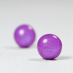 Purple Pearl Studs - Polymer Clay Jewelry Earrings - Post Stud Earrings