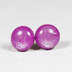 Violet Purple Shimmer Earrings - Polymer Clay Stud Earrings - Small Posts Earring Jewellery