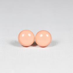 Salmon Orange Stud Earrings - Small Round Earrings - Polymer Clay Post Jewelry