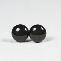 Black Stud Earrings - Small Post Earrings - Polymer Clay and Resin Jewelry