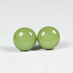 Moss Green Polymer Clay Earrings - Medium Studs - Posts Earrings Jewellery - Handmade Polymer Clay Earrings Jewelry